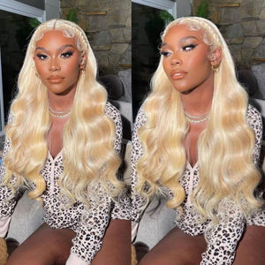 613 Blonde Body Wave Human Hair Wigs colored 13×4 HD Lace Front Wigs 180% Density